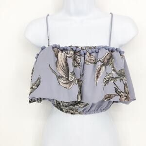 Tularosa Womens Crop Top Small Purple Lavender Strappy Printed Cropped Stretch